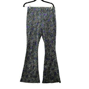 Topshop Flare Pull On Pants Womens Size 8 Retro Floral High Waisted Lightweight